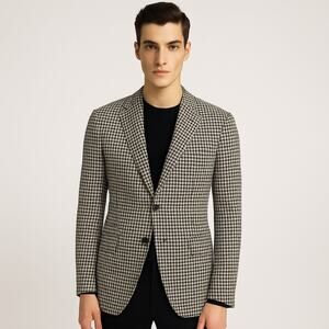 TAGLIATORE Men's 40R Houndstooth Blazer Jacket Tweet wool blend